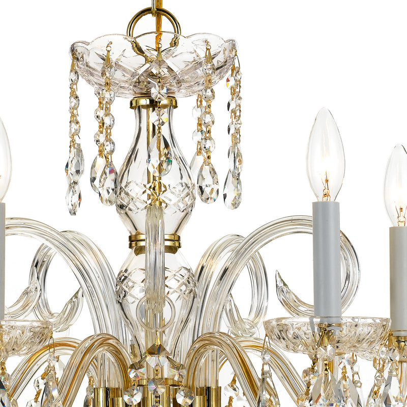 Crystorama 1005-PB-CL-MWP Five Light Chandelier, Polished Brass