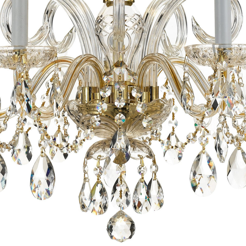 Crystorama 1005-PB-CL-SAQ Five Light Chandelier, Polished Brass