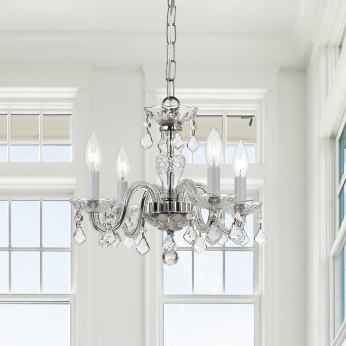 Crystorama 1064-CH-CL-MWP Four Light Mini Chandelier, Polished Chrome