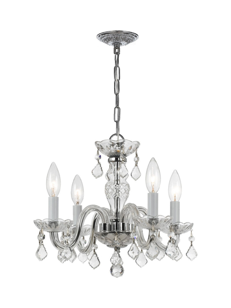 Crystorama 1064-CH-CL-MWP Four Light Mini Chandelier, Polished Chrome