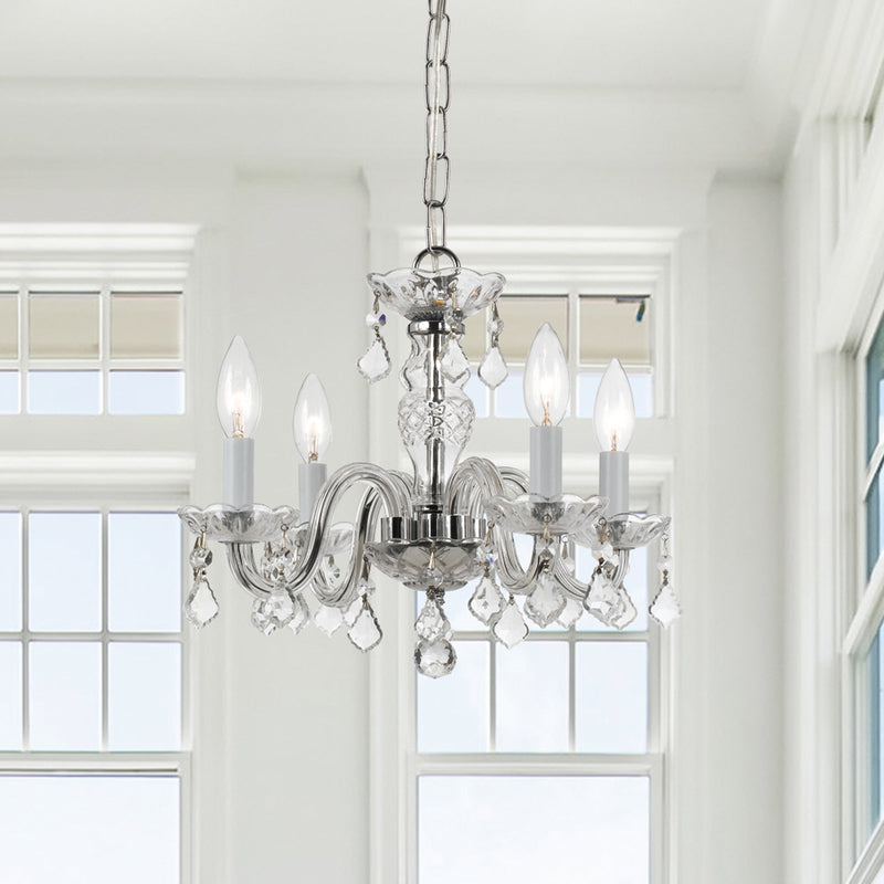 Crystorama 1064-CH-CL-S Four Light Mini Chandelier, Polished Chrome