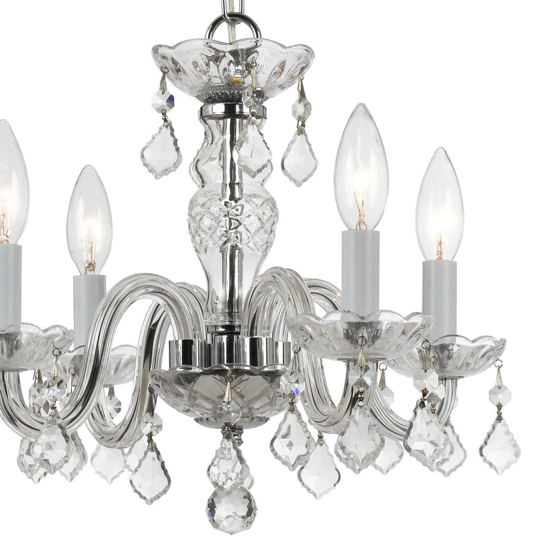 Crystorama 1064-CH-CL-SAQ Four Light Mini Chandelier, Polished Chrome