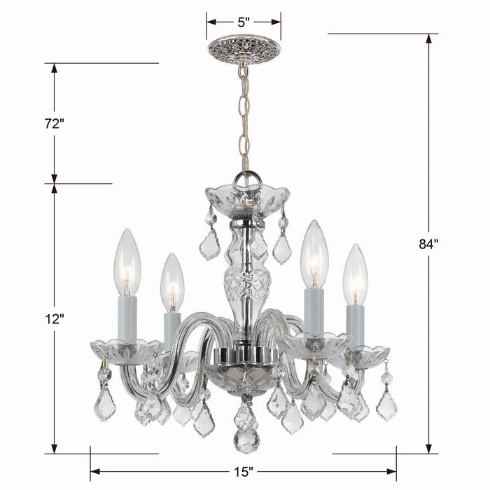 Crystorama 1064-CH-CL-SAQ Four Light Mini Chandelier, Polished Chrome