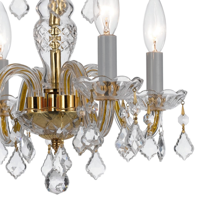 Crystorama 1064-PB-CL-SAQ Four Light Mini Chandelier, Polished Brass