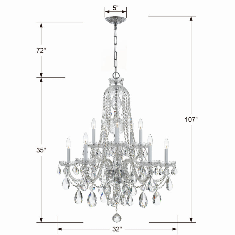 Crystorama 1110-CH-CL-S Ten Light Chandelier, Polished Chrome