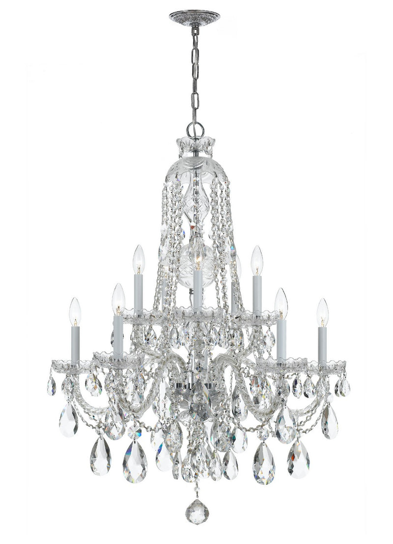 Crystorama 1110-CH-CL-SAQ Ten Light Chandelier, Polished Chrome