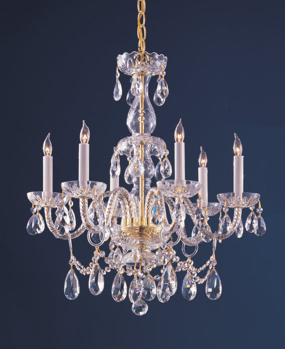 Crystorama 1126-PB-CL-MWP Six Light Chandelier, Polished Brass