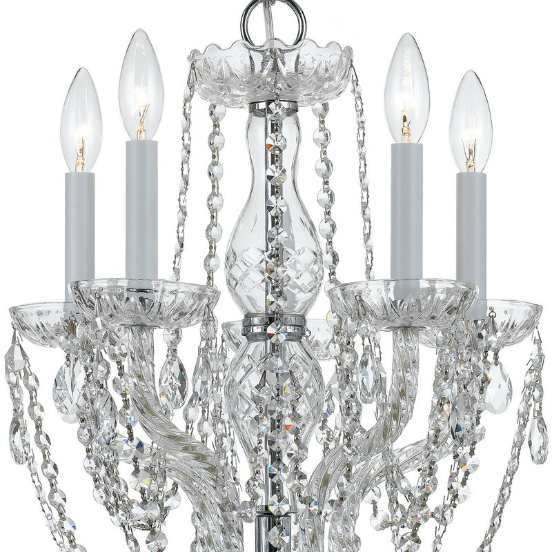 Crystorama 1129-CH-CL-MWP Five Light Mini Chandelier, Polished Chrome
