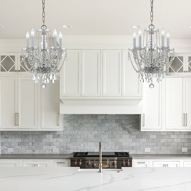 Crystorama 1129-CH-CL-MWP Five Light Mini Chandelier, Polished Chrome