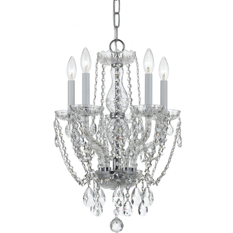 Crystorama 1129-CH-CL-MWP Five Light Mini Chandelier, Polished Chrome
