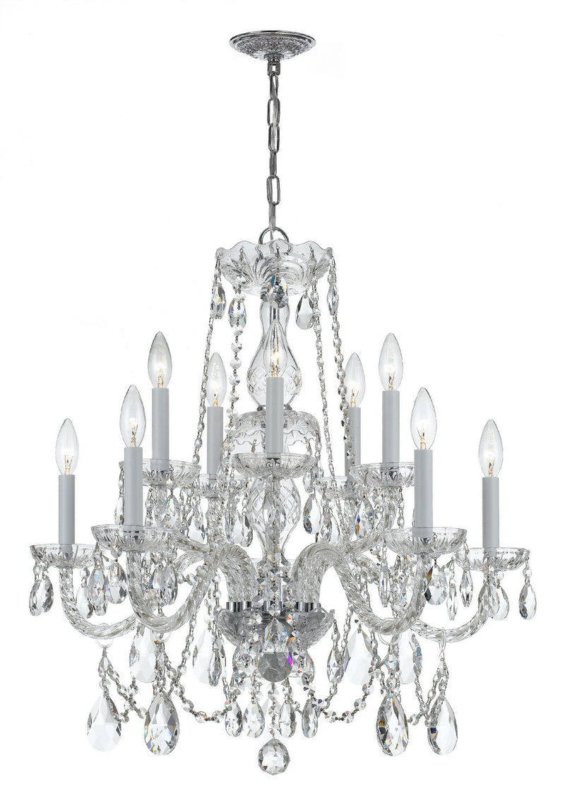 Crystorama 1130-CH-CL-MWP Ten Light Chandelier, Polished Chrome