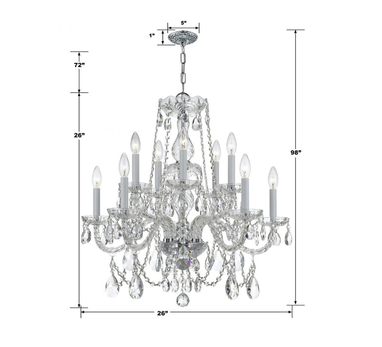 Crystorama 1130-CH-CL-S Ten Light Chandelier, Polished Chrome