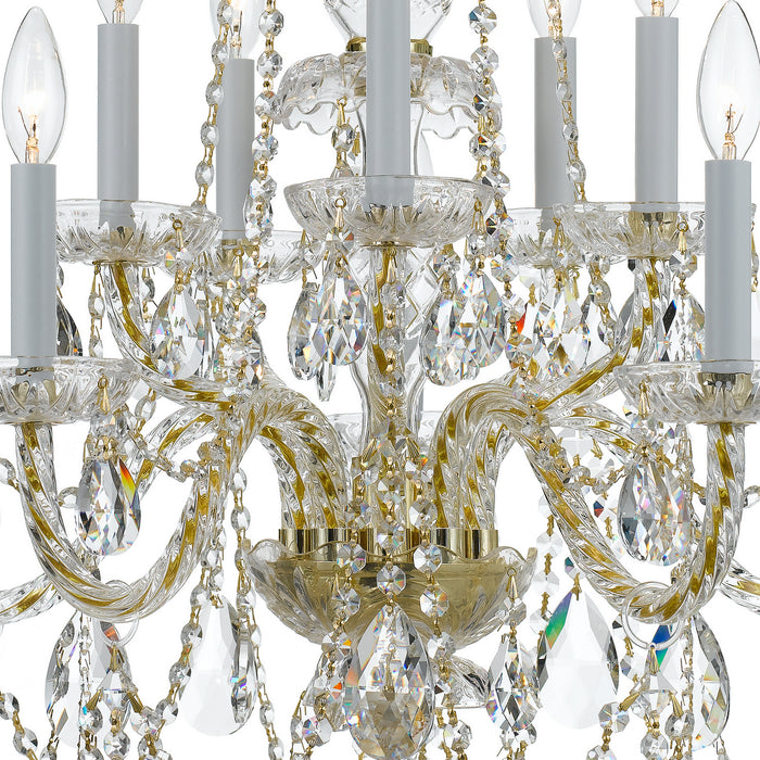 Crystorama 1130-PB-CL-MWP Ten Light Chandelier, Polished Brass