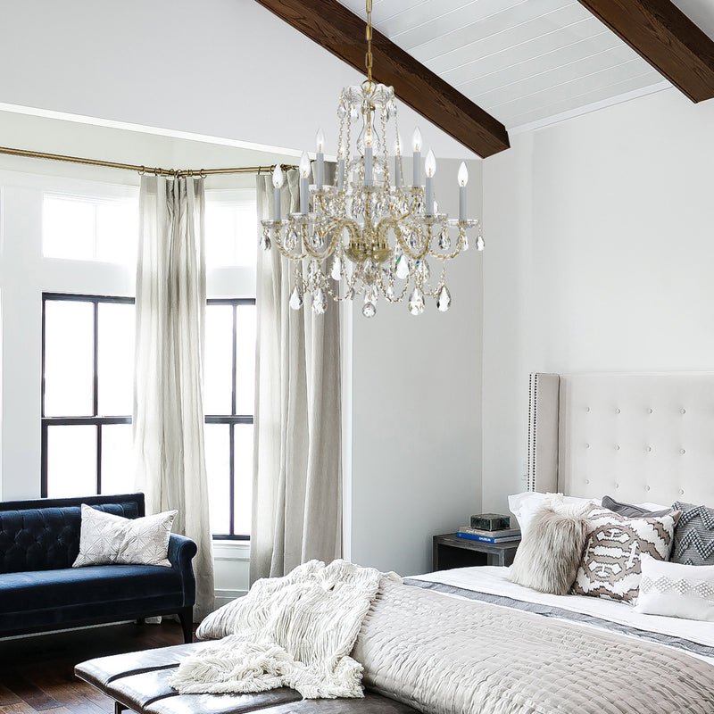 Crystorama 1130-PB-CL-MWP Ten Light Chandelier, Polished Brass