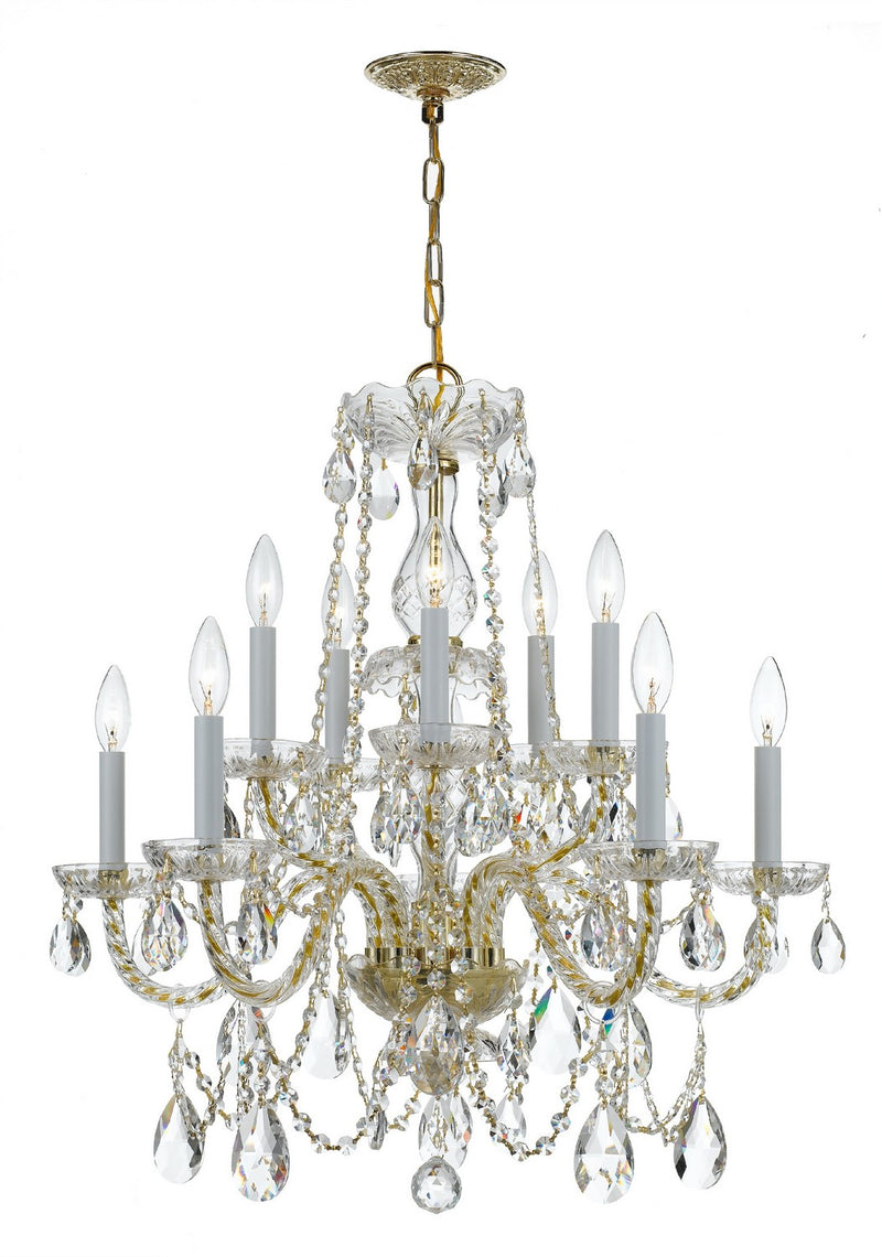 Crystorama 1130-PB-CL-MWP Ten Light Chandelier, Polished Brass