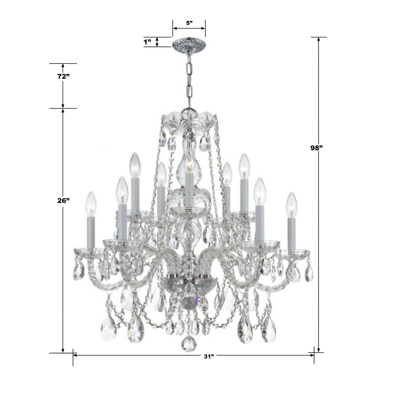 Crystorama 1135-CH-CL-SAQ 12 Light Chandelier, Polished Chrome