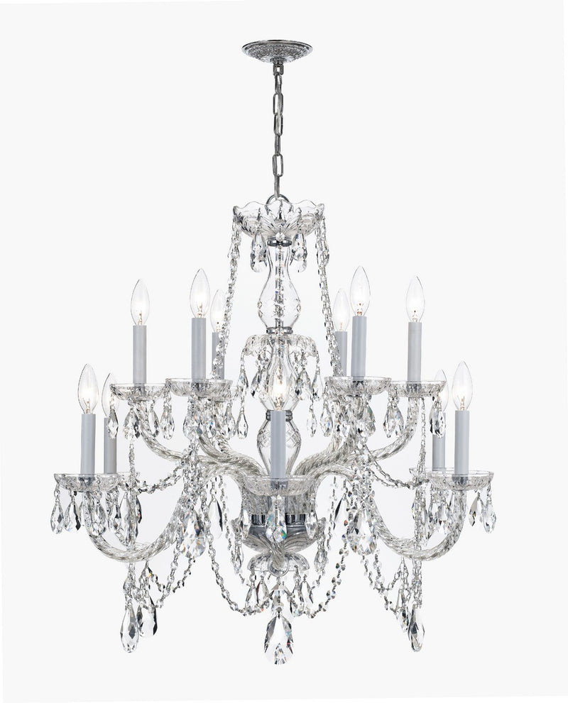 Crystorama 1135-CH-CL-SAQ 12 Light Chandelier, Polished Chrome