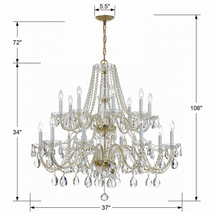 Crystorama 1139-PB-CL-S 16 Light Chandelier, Polished Brass