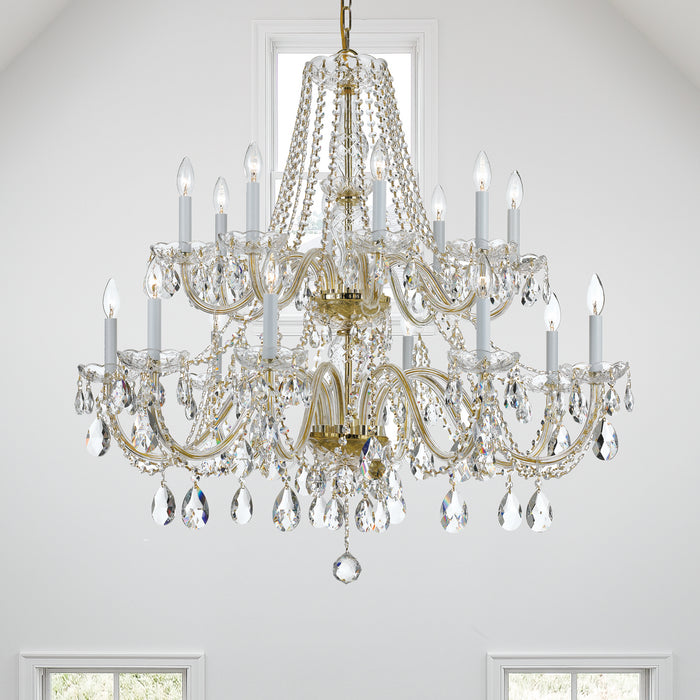 Crystorama 1139-PB-CL-S 16 Light Chandelier, Polished Brass