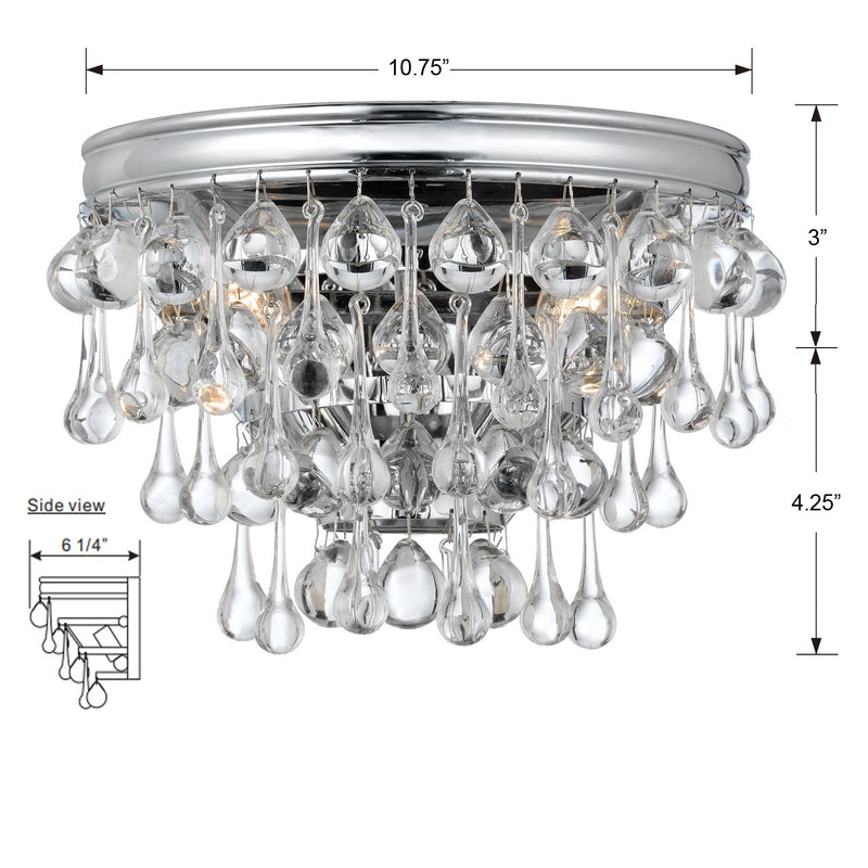 Crystorama 132-CH Two Light Wall Sconce, Polished Chrome