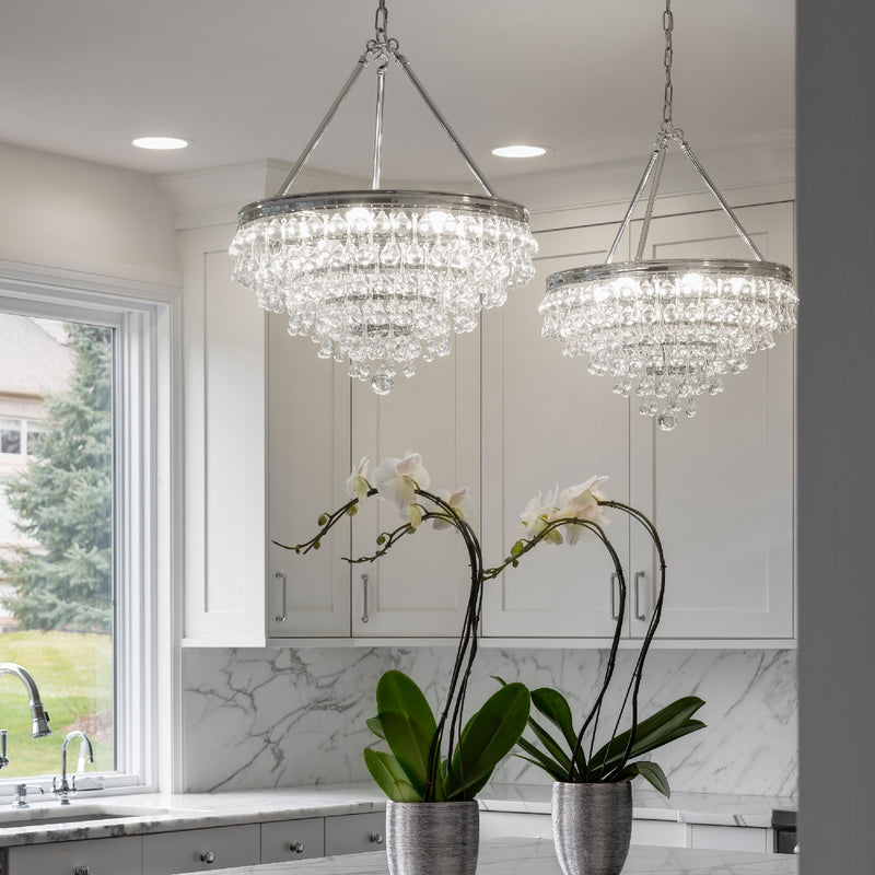 Crystorama 136-CH Six Light Chandelier, Polished Chrome