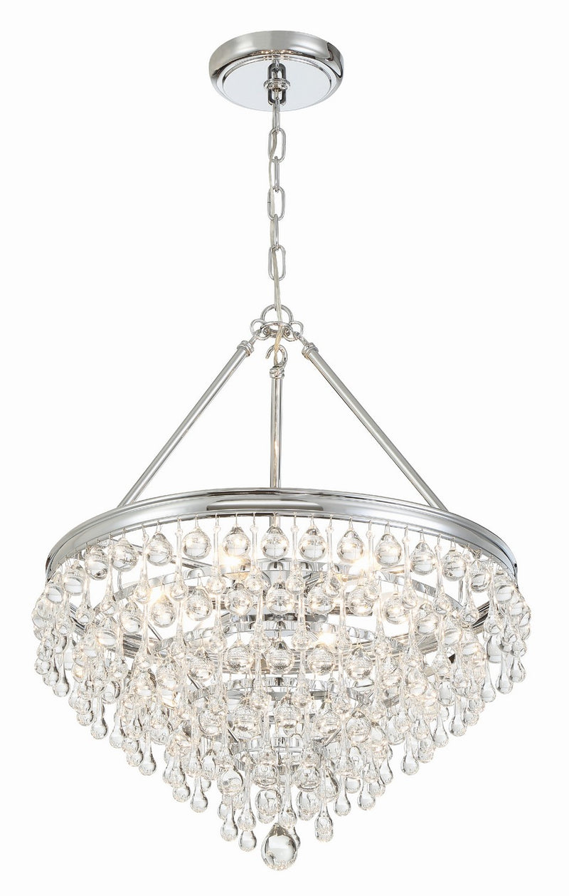 Crystorama 136-CH Six Light Chandelier, Polished Chrome