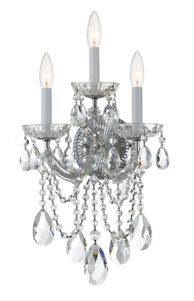 Crystorama 4423-CH-CL-S Three Light Wall Sconce, Polished Chrome