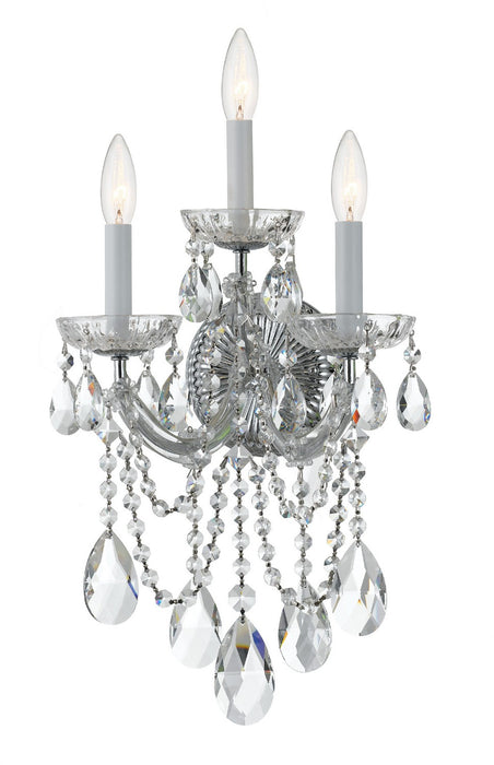 Crystorama 4423-CH-CL-SAQ Three Light Wall Sconce, Polished Chrome
