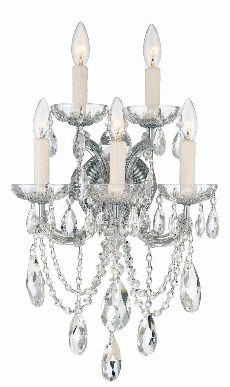 Crystorama 4425-CH-CL-S Five Light Wall Sconce, Polished Chrome