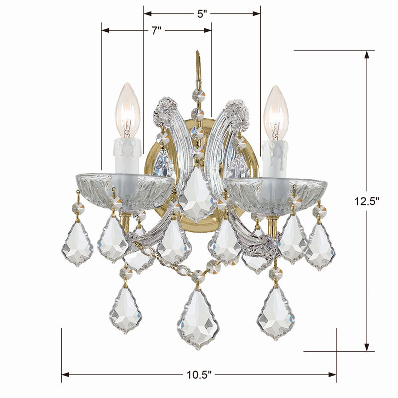 Crystorama 4472-GD-CL-SAQ Two Light Wall Sconce, Gold