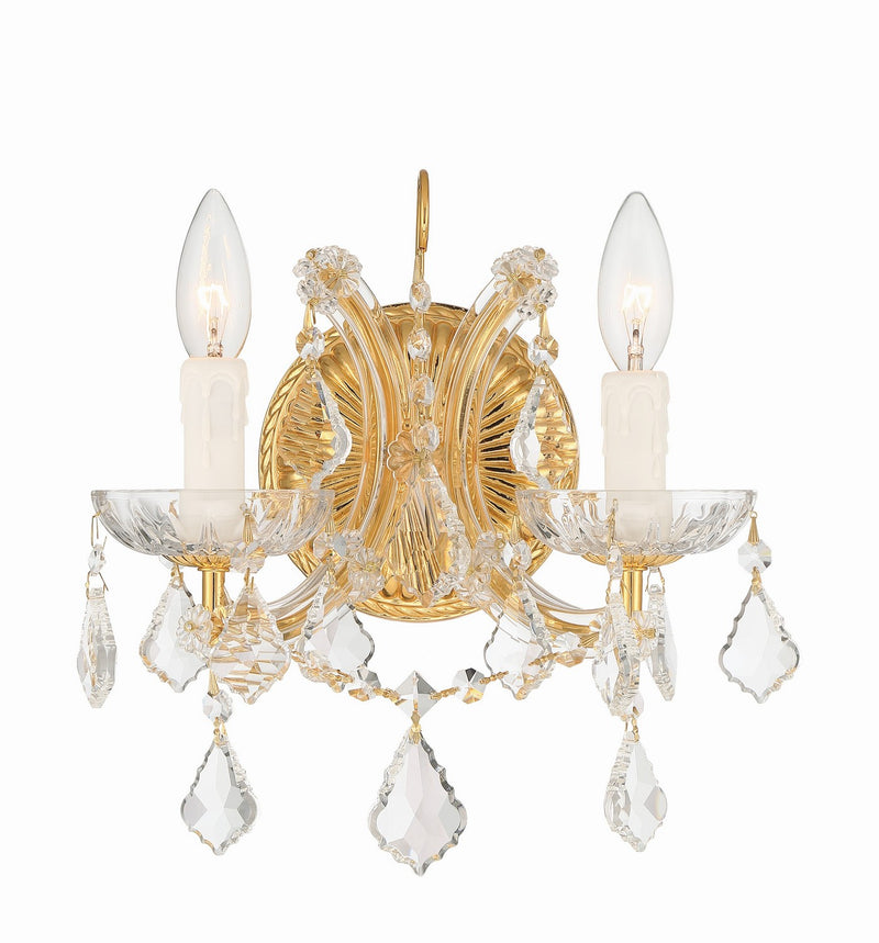 Crystorama 4472-GD-CL-SAQ Two Light Wall Sconce, Gold