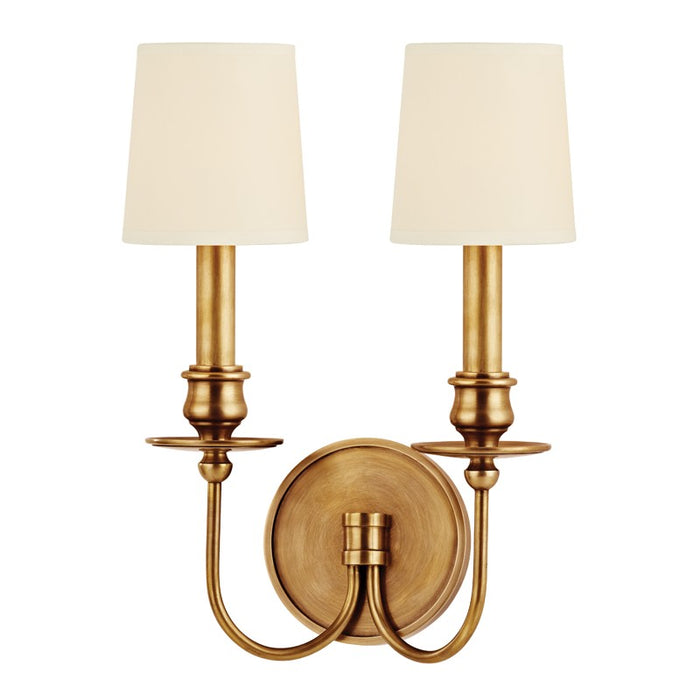 Hudson Valley 8212-AGB Two Light Wall Sconce, Aged Brass