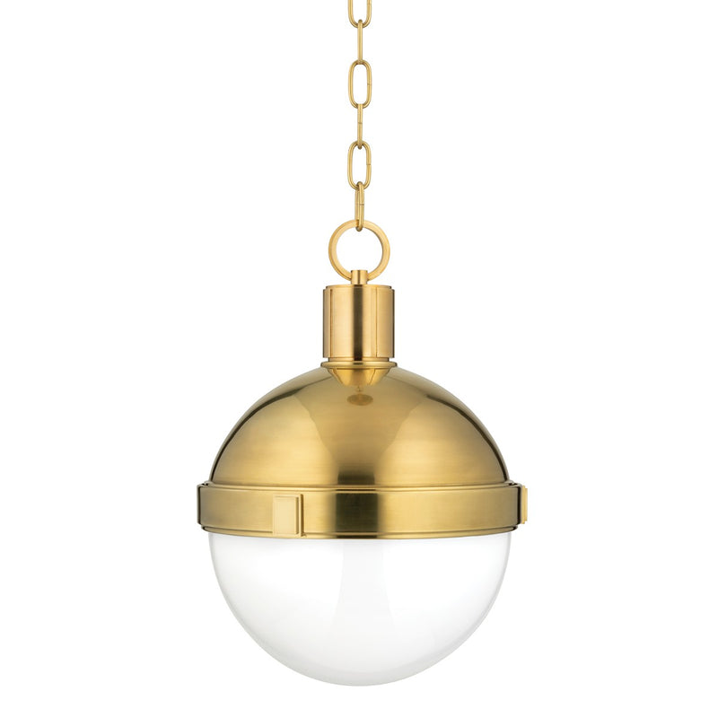 Hudson Valley 612-AGB One Light Pendant, Aged Brass