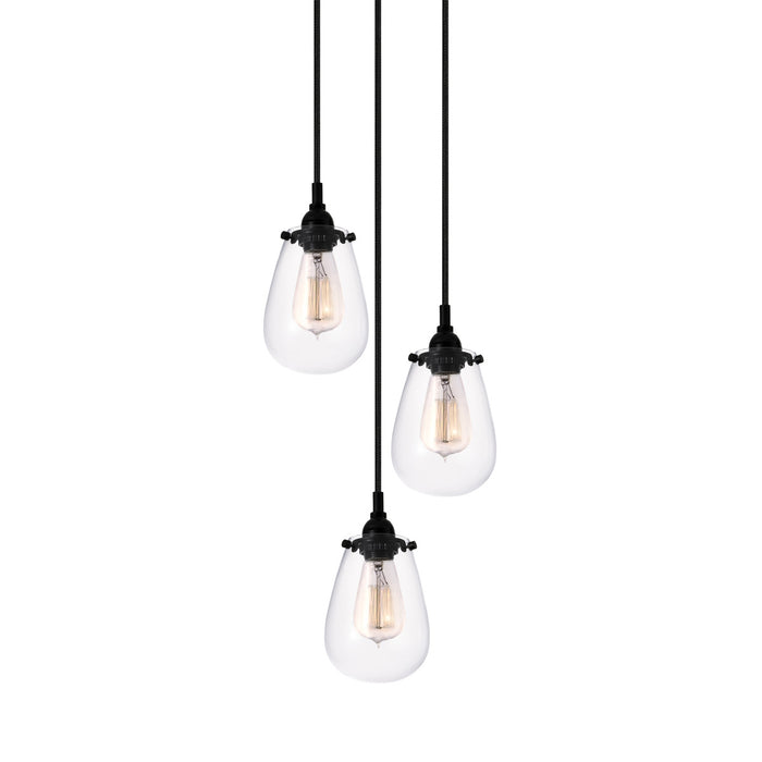 Sonneman 4293.25 Three Light Pendant, Satin Black