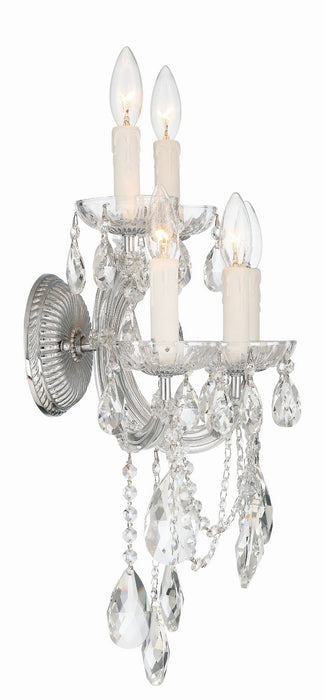 Crystorama 4425-CH-CL-MWP Five Light Wall Sconce, Polished Chrome