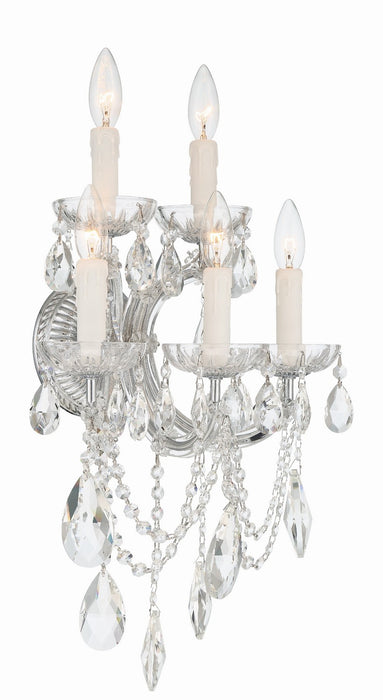 Crystorama 4425-CH-CL-MWP Five Light Wall Sconce, Polished Chrome