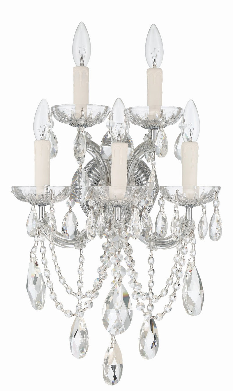 Crystorama 4425-CH-CL-MWP Five Light Wall Sconce, Polished Chrome