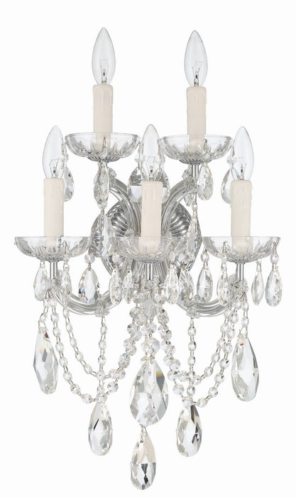 Crystorama 4425-CH-CL-MWP Five Light Wall Sconce, Polished Chrome