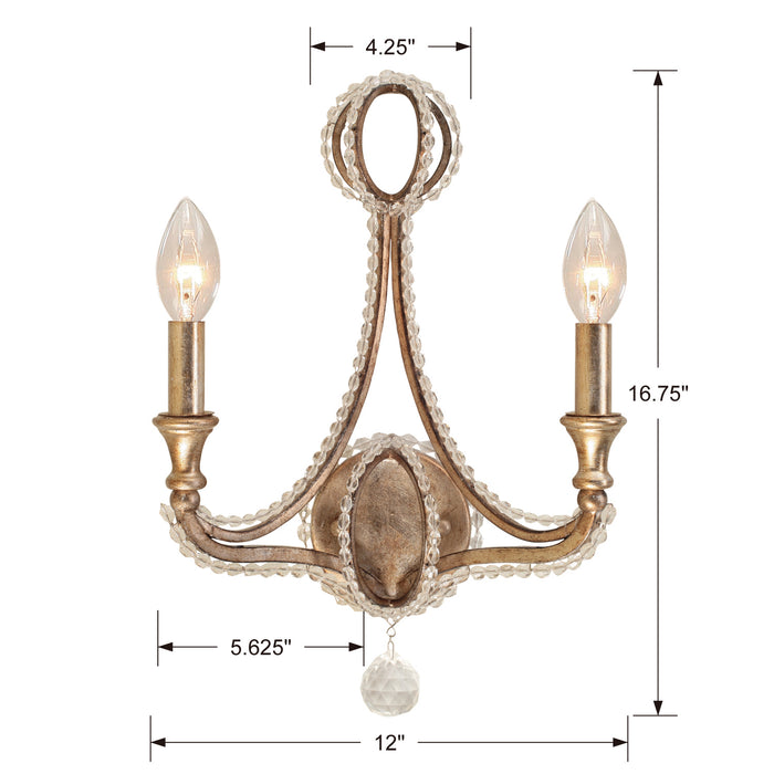 Crystorama 6762-DT Two Light Wall Sconce, Distressed Twilight