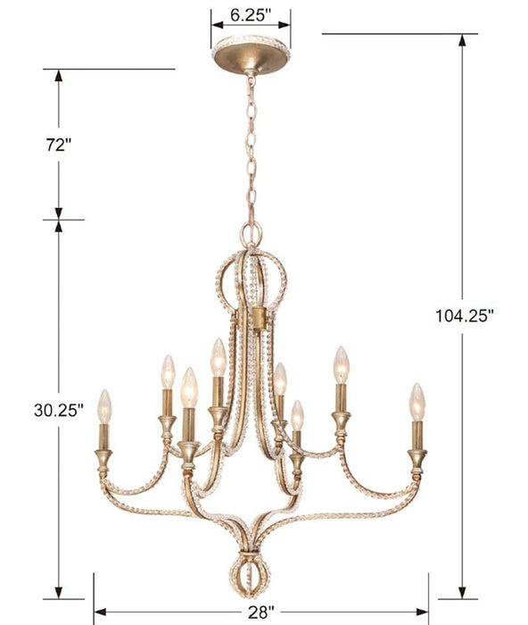 Crystorama 6768-DT Eight Light Chandelier, Distressed Twilight