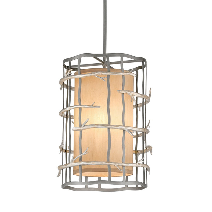 Troy Lighting F2883 Three Light Pendant, Graphite And Silver Leaf