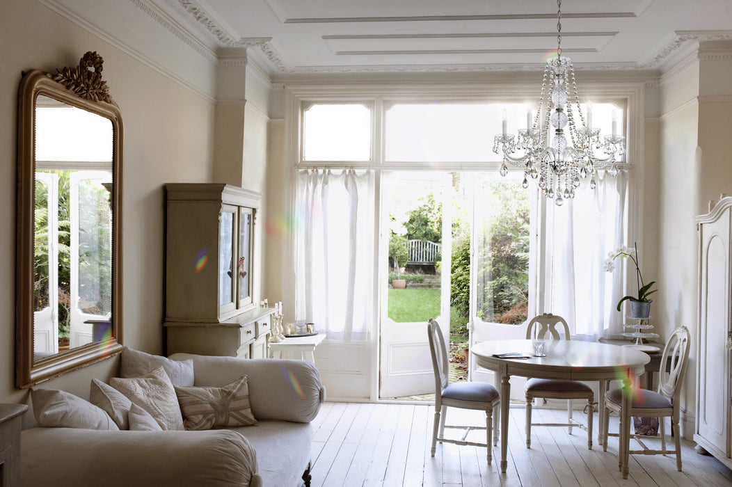 Schonbek 1303-40H Six Light Chandelier, Polished Silver