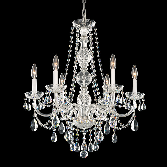 Schonbek 1303-40H Six Light Chandelier, Polished Silver