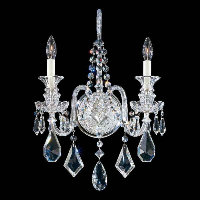 Schonbek 5702CL Two Light Wall Sconce, Polished Silver