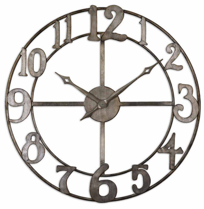 Uttermost 06681 Wall Clock, Antiqued Silver Leaf