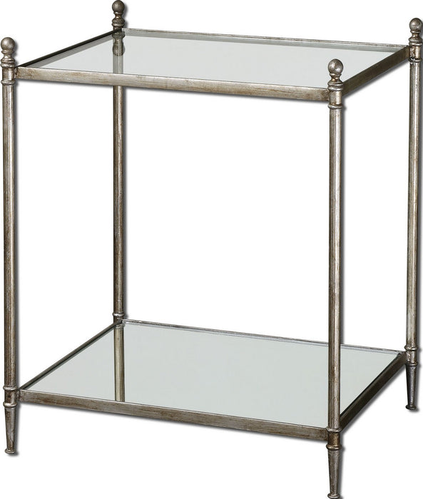 Uttermost 24282 End Table, Antiqued silver leaf