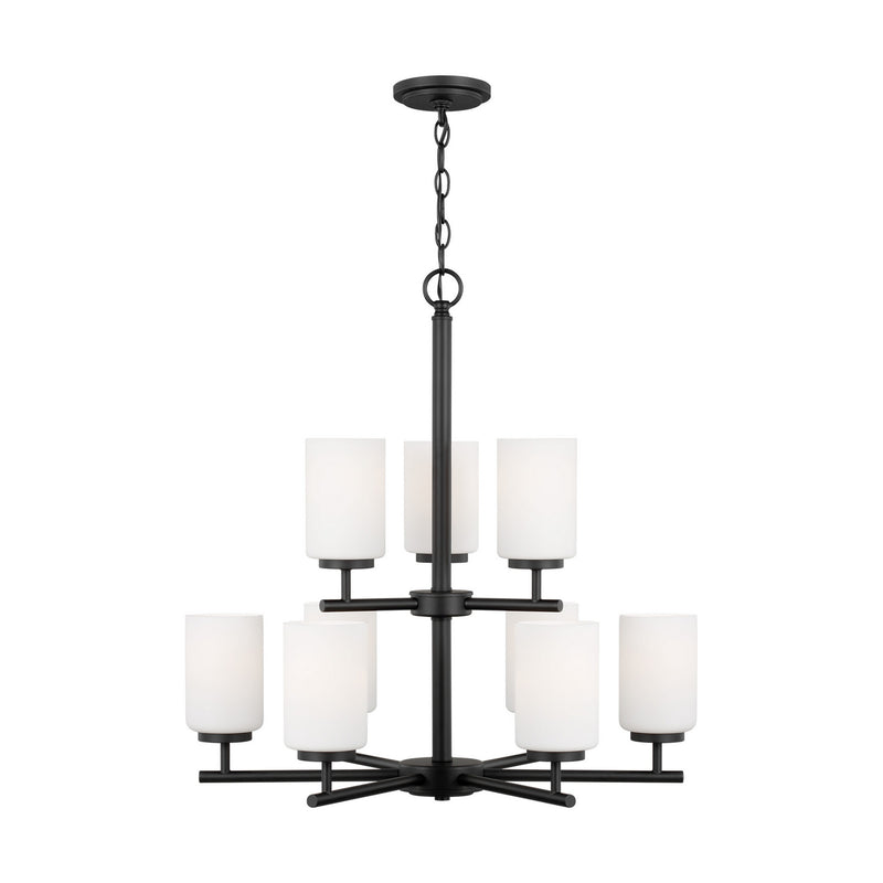 Generation Lighting 31162-112 Nine Light Chandelier, Midnight Black