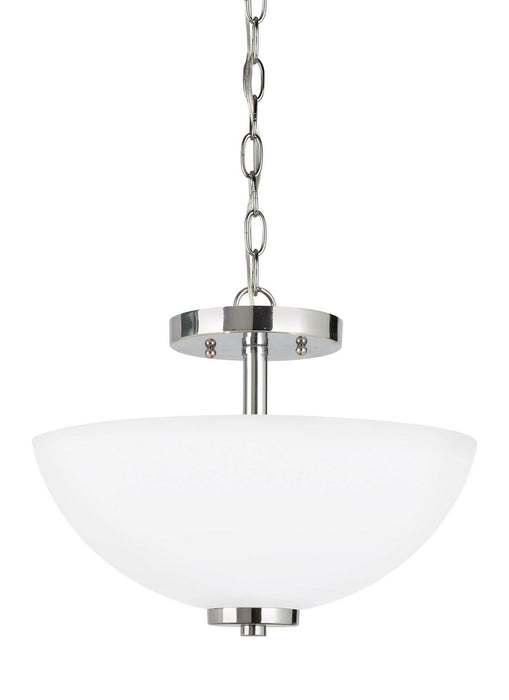 Generation Lighting 77160-05 Two Light Semi-Flush Convertible Pendant, Chrome