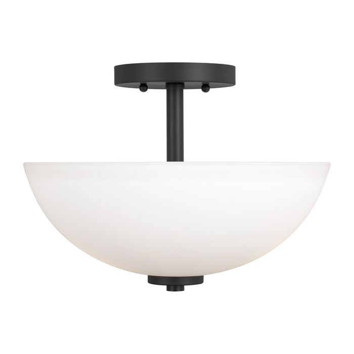 Generation Lighting 77160-112 Two Light Semi-Flush Convertible Pendant, Midnight Black