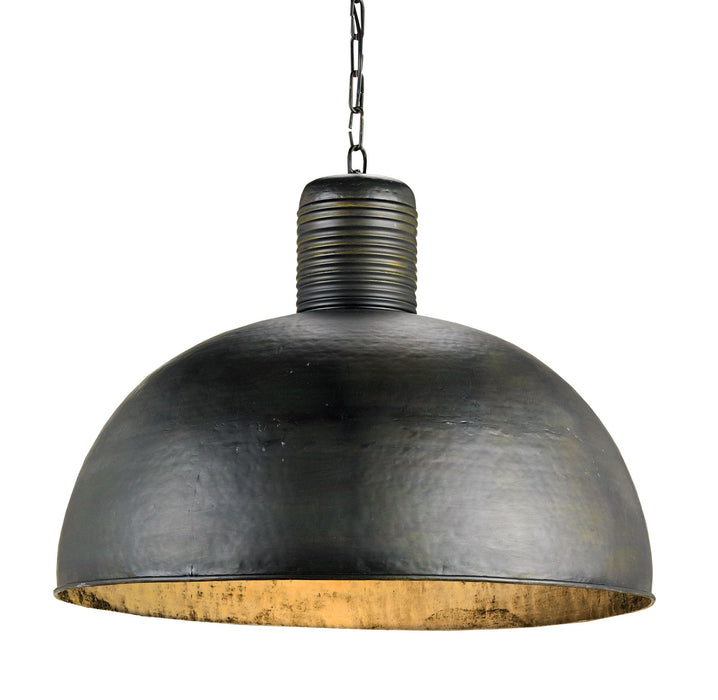 Currey and Company 9781 One Light Pendant, Dark Blackened Steel